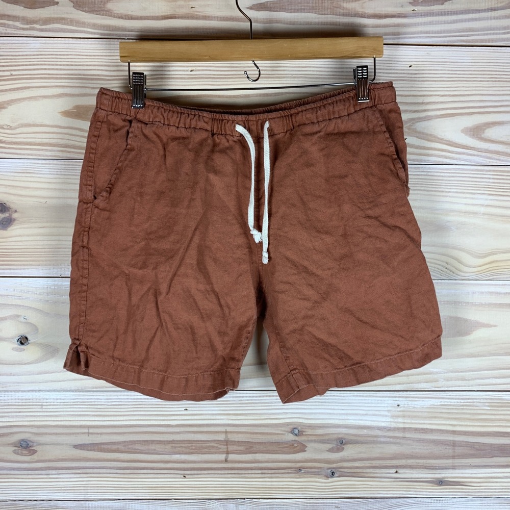 Alex Crane Bo Shorts Mens L Brown Terracotta Linen Drawstring